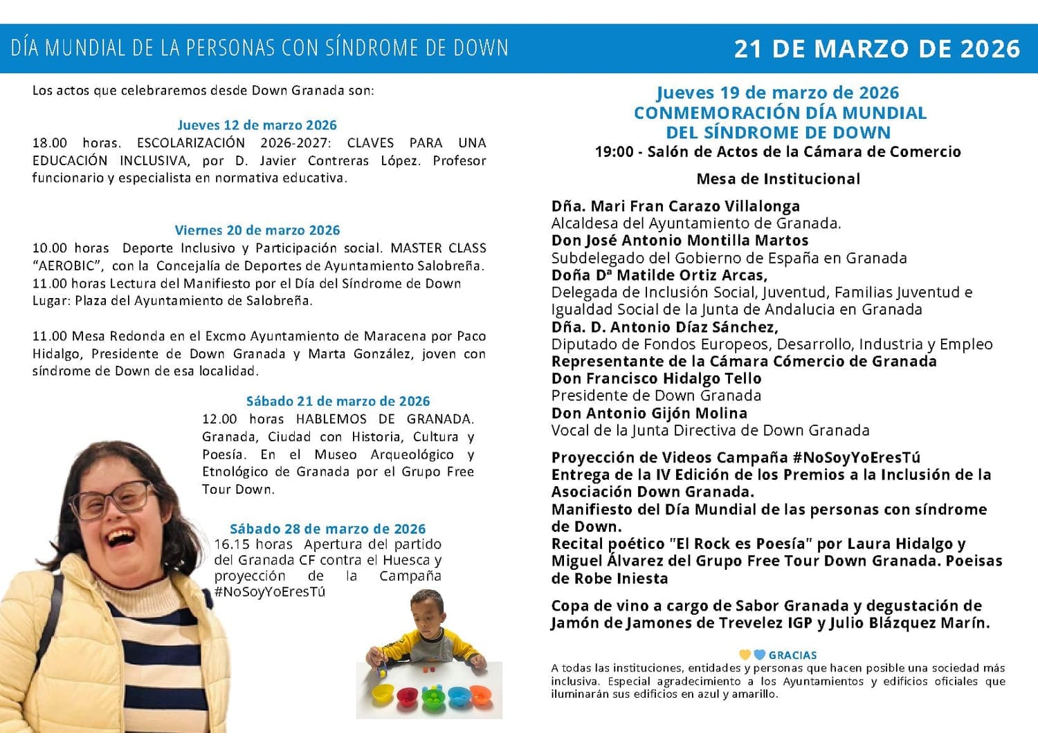 Programa de actos del Día Mundial del Síndrome de Down 2026